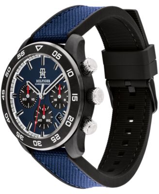 Men's Chronograph Blue Cordura & Black Silicone Strap Watch, 42mm
