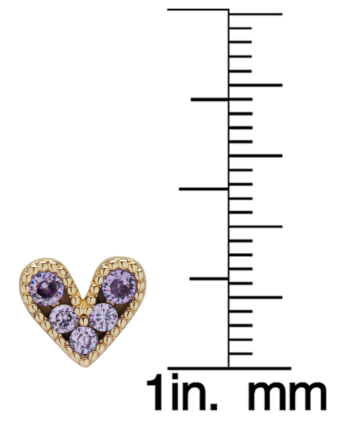 Macy's Amethyst Bead Frame Heart Stud Earrings (5/8 Ct. T.w.) In 14k Gold-plated Sterling Silver In Amethyst