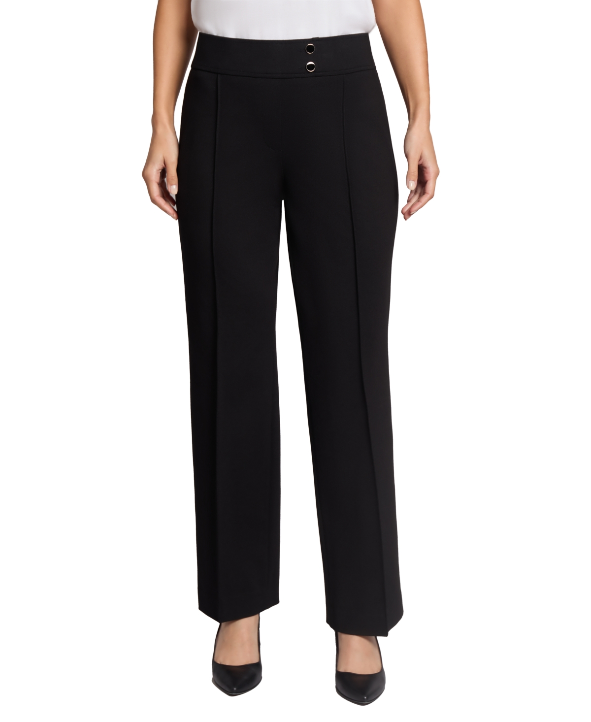 Jones New York Solid Stretch Pull-on Straight Leg Pant In Jones Black