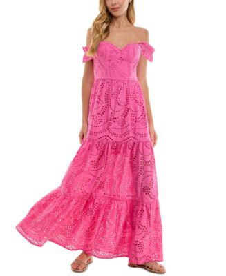 パーティードレス Karey Maxi Lace Detail Turkish Pink Dress Xandria Pink Lace Satin Mermaid Flare Maxi Dress
