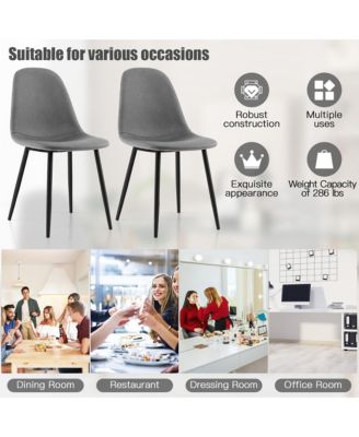 Dining Chairs Set of 4 Upholstered Fabric Chairs W/Metal Legs for Living Room