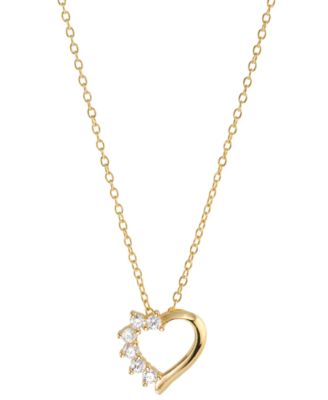 Cubic Zirconia Heart Pendant Necklace (1/3 ct. t.w.) in Sterling Silver 