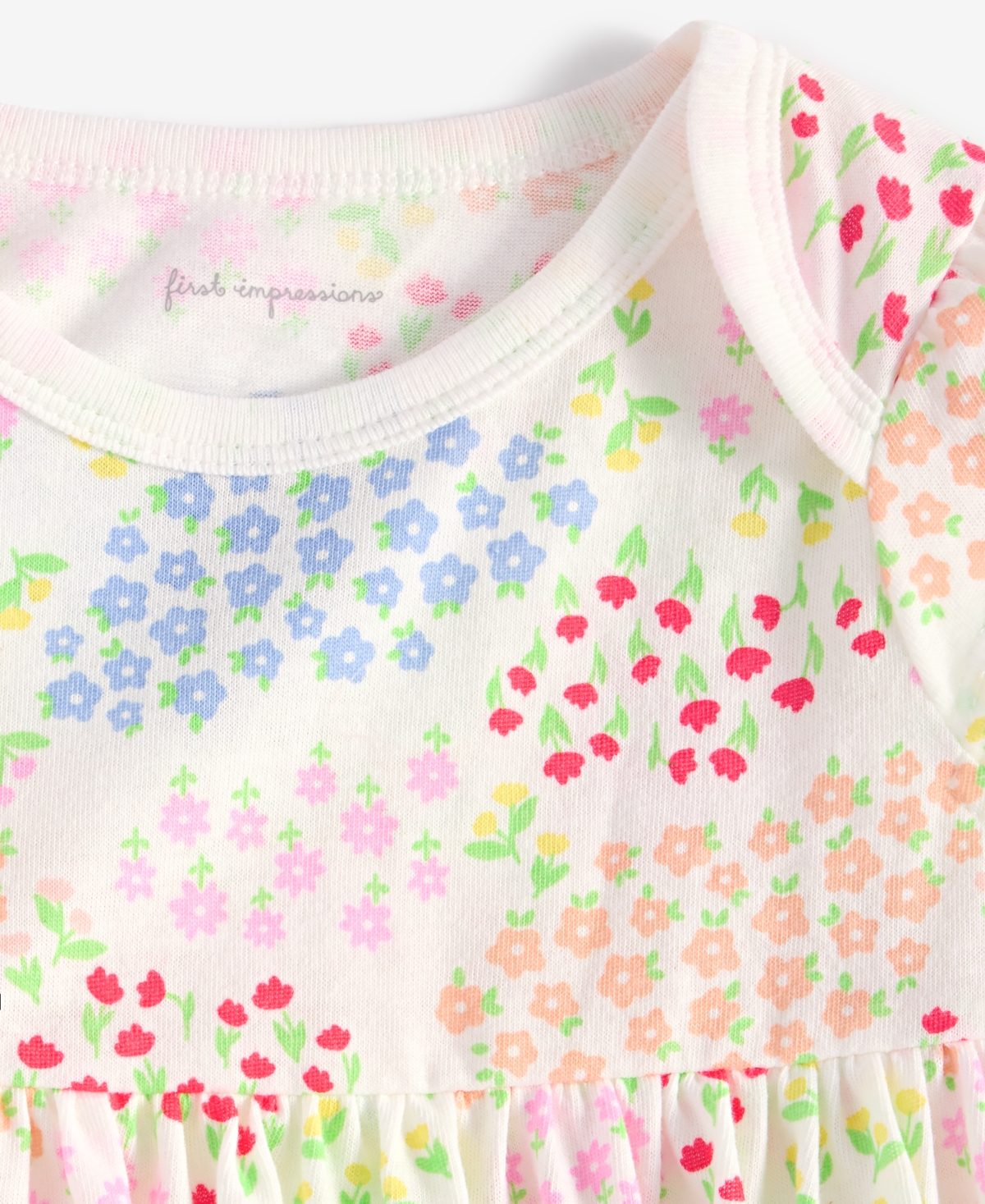 First Impressions Baby Girls Flower Garden Printed Skirted Sunsuit, Exclusively At Macy's In Angel Whit