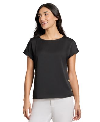 Jones New York - Women's Side-Button Short-Sleeve Top
