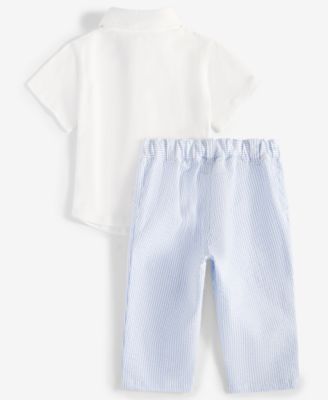Baby Boys Button-Up Shirt, Seersucker Bowtie, and Seersucker Pants, 3 Piece Set