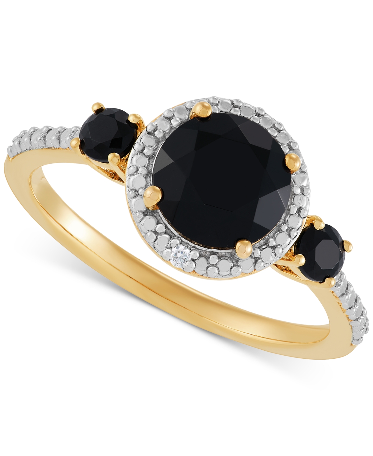 Macy's Onyx & Diamond Accent Ring In 14k Gold Over Sterling Silver In Onyx