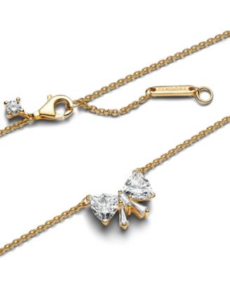 Gold-Plated Sparkling Bow Necklace