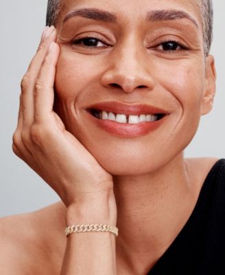 Gold-Plated Pav&eacute; Cuban Chain Bracelet