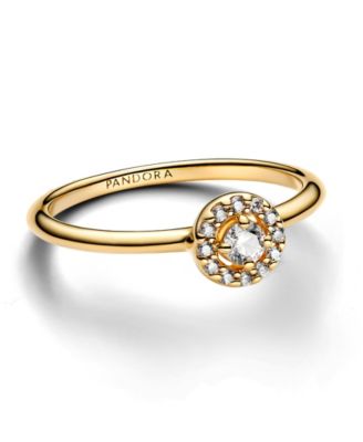 Gold-Plated Round Pave Halo Ring