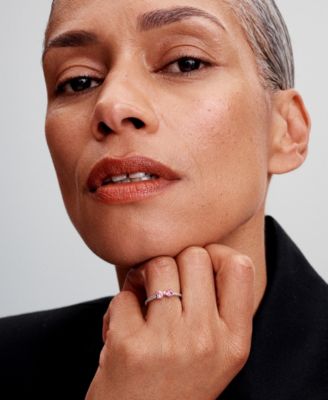 Sterling Silver Sparkling Pink Bow Ring