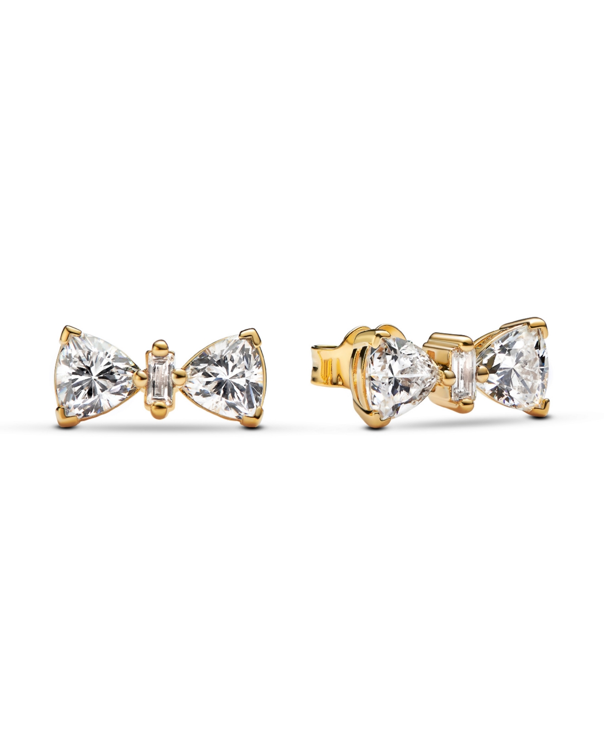 Pandora Gold-plated Sparkling Bow Stud Earrings In Gold