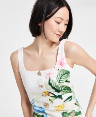 Women's Floral Print Sleeveless Sheath Dress