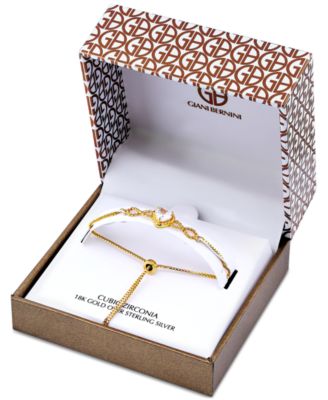Heart Cubic Zirconia Infinity Link Bolo Bracelet (1-7/8 ct. t.w.) in 18k Gold Over Sterling Silver, Exclusively at Macy's