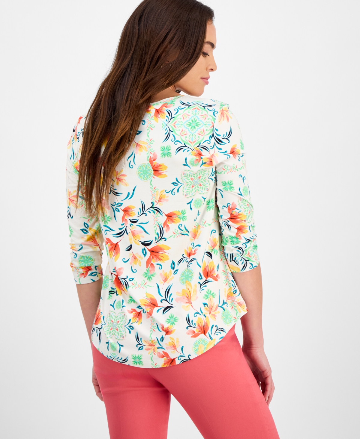 JM COLLECTION PETITE 3/4-SLEEVE TOP, EXCLUSIVELY AT MACY'S 