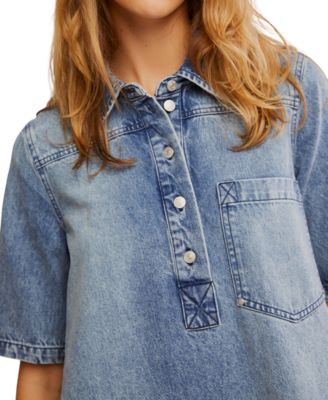 Free People Women's Remino Denim Mini Dress - Macy's