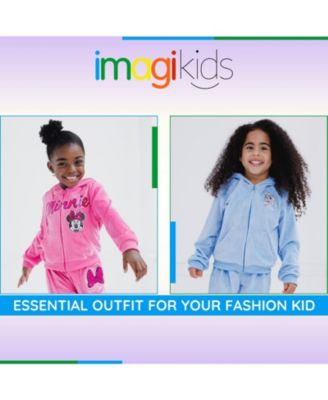 Toddler Girls Disney Minnie Mouse Velour Zip Up Hoodie and Jogger Pants Outfit Set