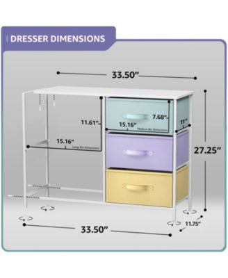 Dresser with 5 Drawers - Storage Chest Organizer with Steel Frame, Wood Top, Handles, Fabric Bins