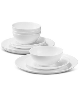 Arch Studio Opal Glass Coupe 12 Pc. Dinnerware Set, Service for 4 - Macy's
