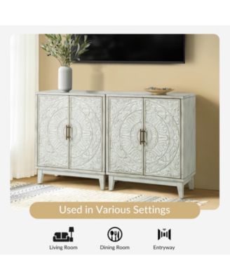 Eusebio Traditional Accent Cabinet with Hidden Drawer and Tapered Legs