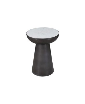 Circularity Modern Luxury Marble and Iron 15" Round Pedestal Chairside End Table