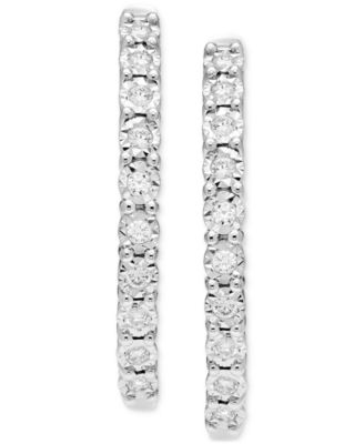 Diamond Sunray Textured Medium Hoop Earrings (1/2 ct. t.w.) in Sterling Silver. 1.3"