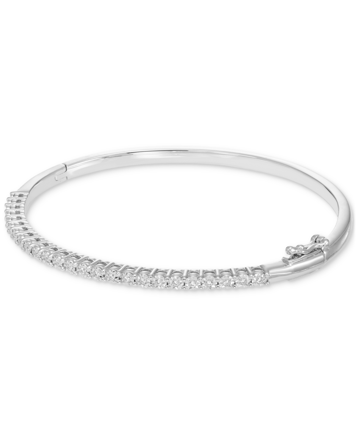 Shop Macy's Diamond Line Bangle Bracelet (1/4 Ct. T.w.) In Sterling Silver