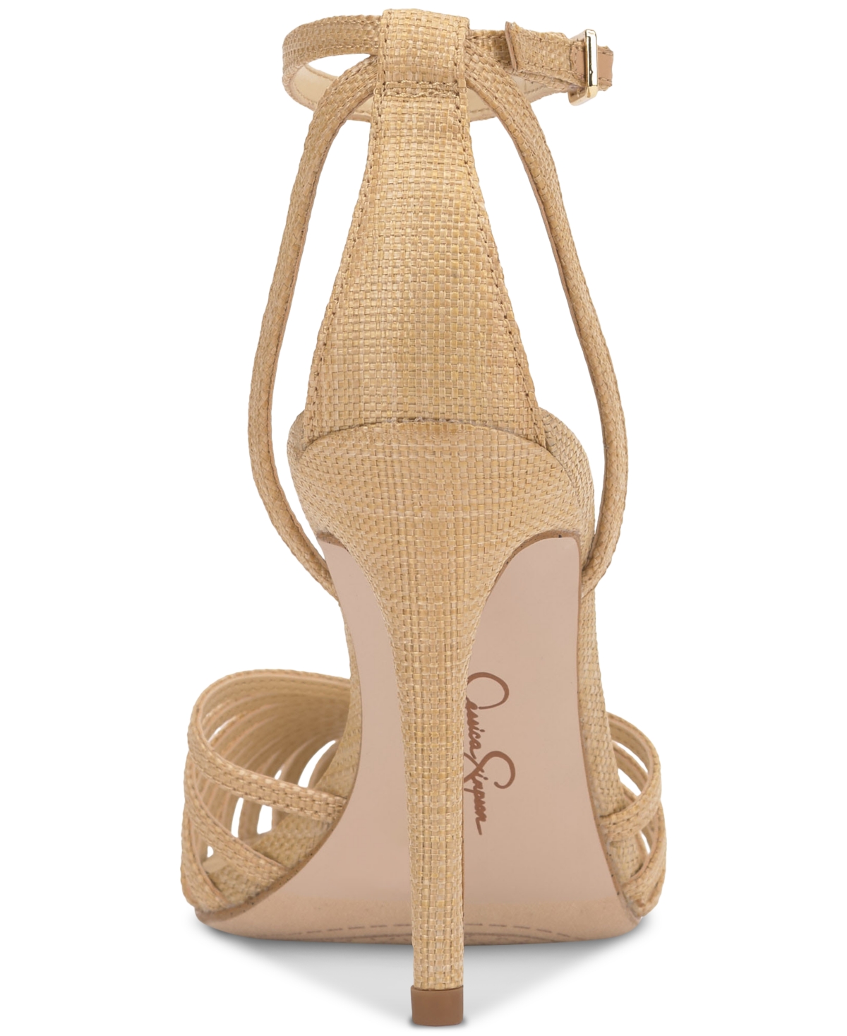 Jessica Simpson Paveri Ankle Strap Pointed Toe Pump In Natural Raffia Multi
