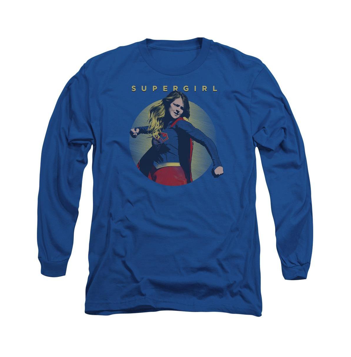 Men's Classic Hero Long Sleeve Adult Tee / T-Shirt - Medium blue