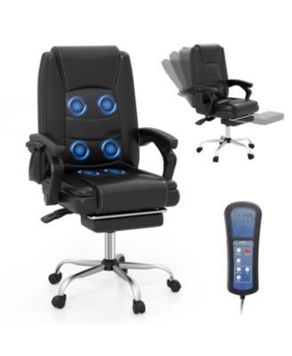 Massage Adjustable Executive Chair with Armrests and Retractable Footrest