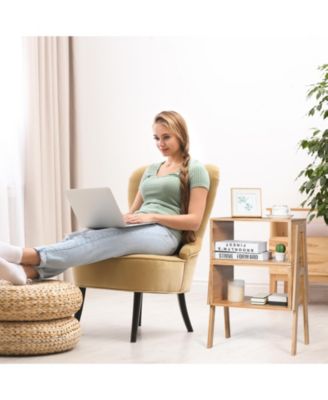 2 Pieces  Nightstand Sofa Table with Storage Shelf