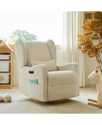 Rosalina Modern Recliner with Built-In Nightlight and Wooden Base