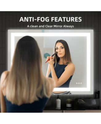 LED Bathroom Mirror 48x36 inch with Front and Backlight, Stepless Dimmable Wall Mirrors with Anti-Fog, Shatter-Proof, Memory, 3 Colors, Double LED Vanity Mirror