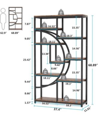5 Tier Etagere Bookcase, Freestanding Tall Bookshelf Display Shelf Storage Organizer with 9-Open Storage Shelf