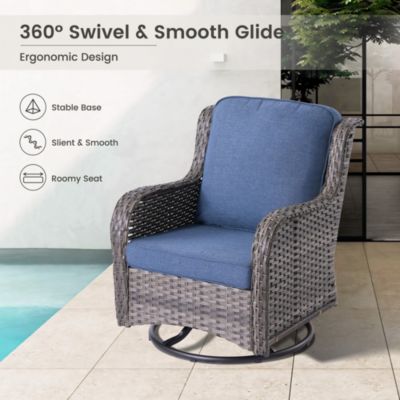 6 Pcs Outdoor Patio Furniture Set,High Back Sofa and Swivel Chairs Set