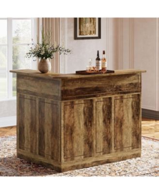 Bar Cabinet, L-Shaped Home Bar Table with Stemware Racks, 4-Tier Corner Bar Unit Liquor Wine Bar Table Reception Desk for Home Pub