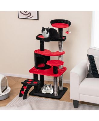 Gothic Cat Tree 52'' Tall Cat Tower w/ Cat Bed Cat Condo Sisal Scratching Post