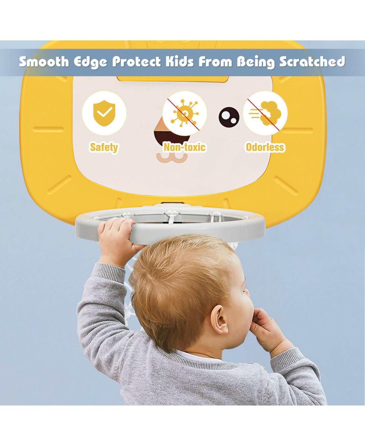 Детские игрушки KUYOTQ 3-in-1 Adjustable Basketball Hoop Sports Set, Ages 2-7 — фото 10