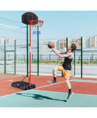 Portable basketball hoop with backboard and wheels