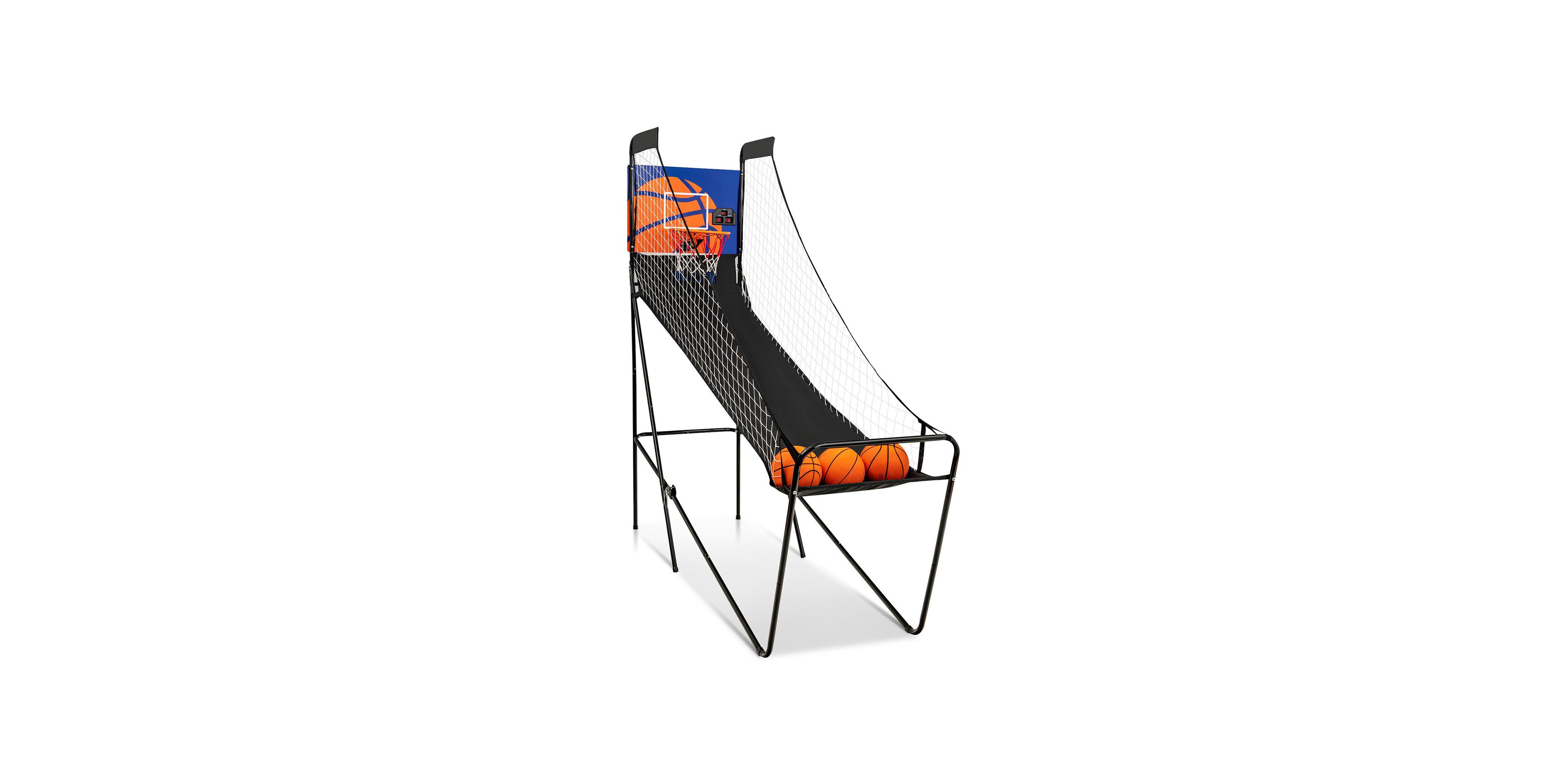 Kuyotq Foldable Single Shot Basketball Arcade Game with Electronic Scorer and Basketballs