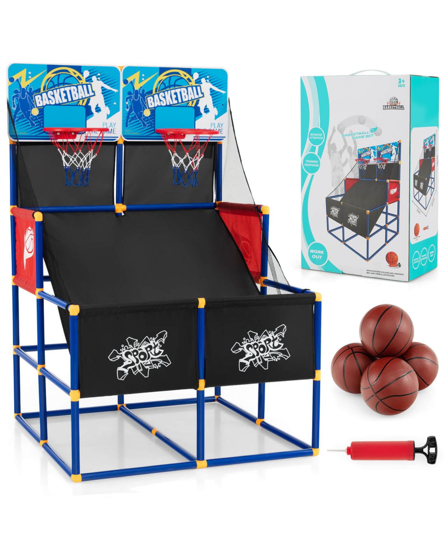 Детские игрушки KUYOTQ Kids Arcade Basketball Game Set with 4 Basketballs and Ball Pump — фото 5