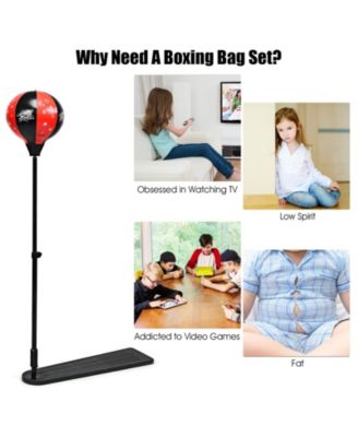 Kids Punching Bag with Adjustable Stand and Boxing Gloves