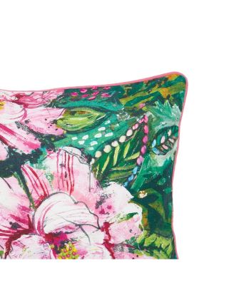 Peony Spring Printed and Embellished Spring Easter Themed Decorative Accent Pillow
