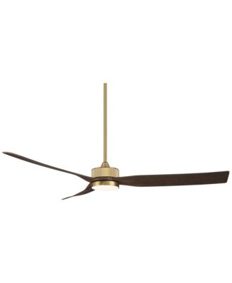 60" Montage Modern Indoor Outdoor Ceiling Fan 3 Blade LED Light Remote Control Soft Brass Finish Bedroom Damp Rated
