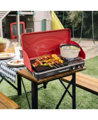 2-in-1 Propane Grill 2 Burner Camping Gas Stove Portable with Removable Leg