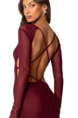 Womens Lace Up Mesh Mini Dress