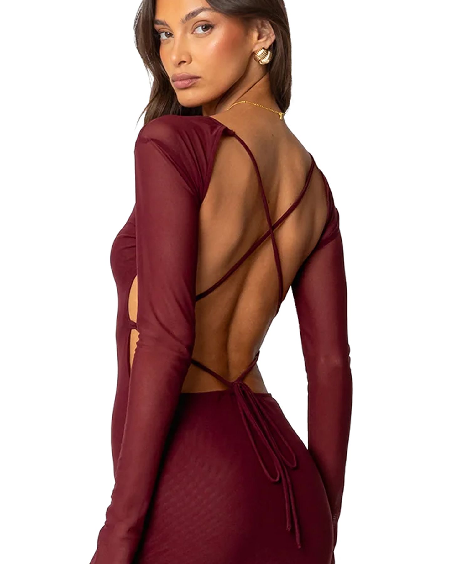 Women's Lace Up Mesh Mini Dress