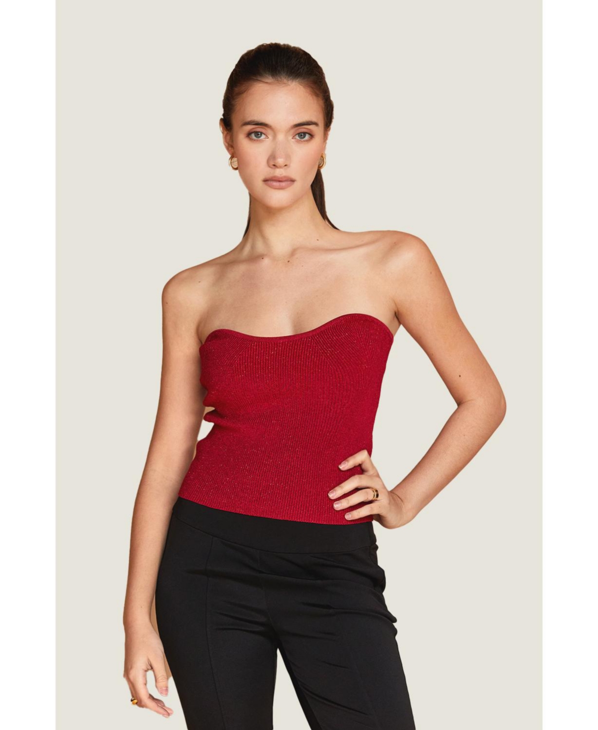 Women's Rey Lurex Corset Top - Red + ruby
