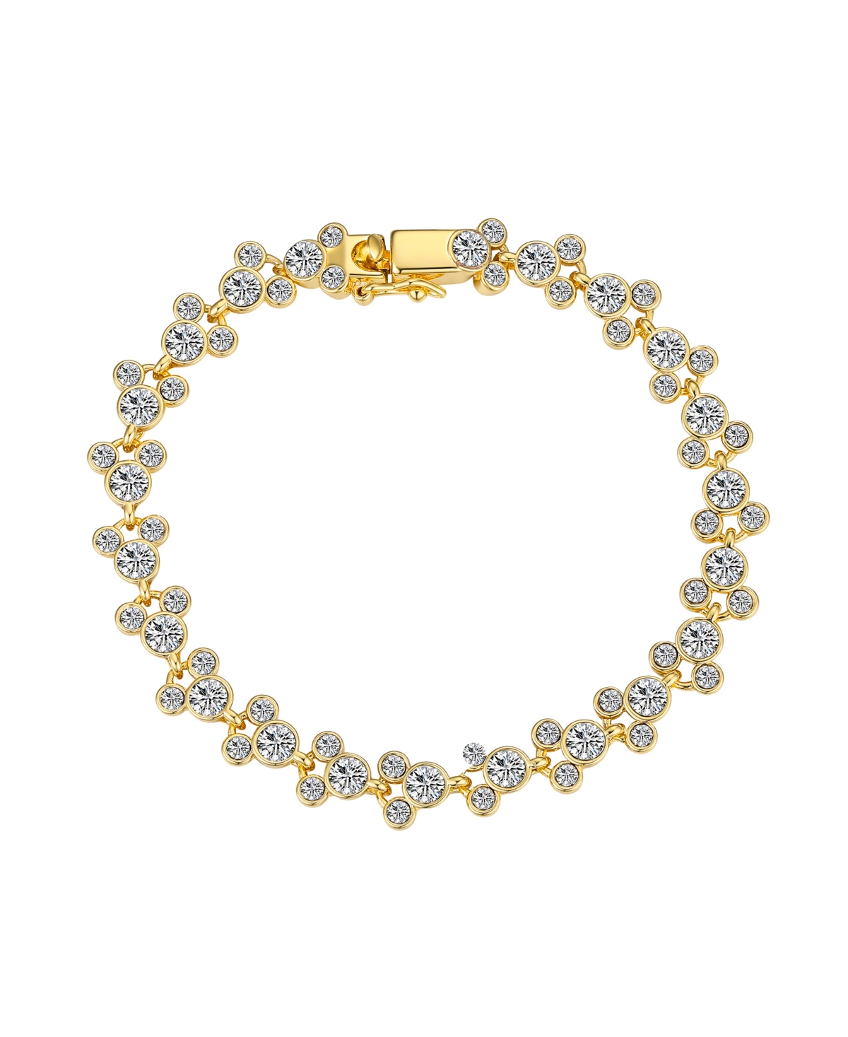 Disney Crystal Multi Color Station Mickey Mouse Tennis Bracelet In Gold