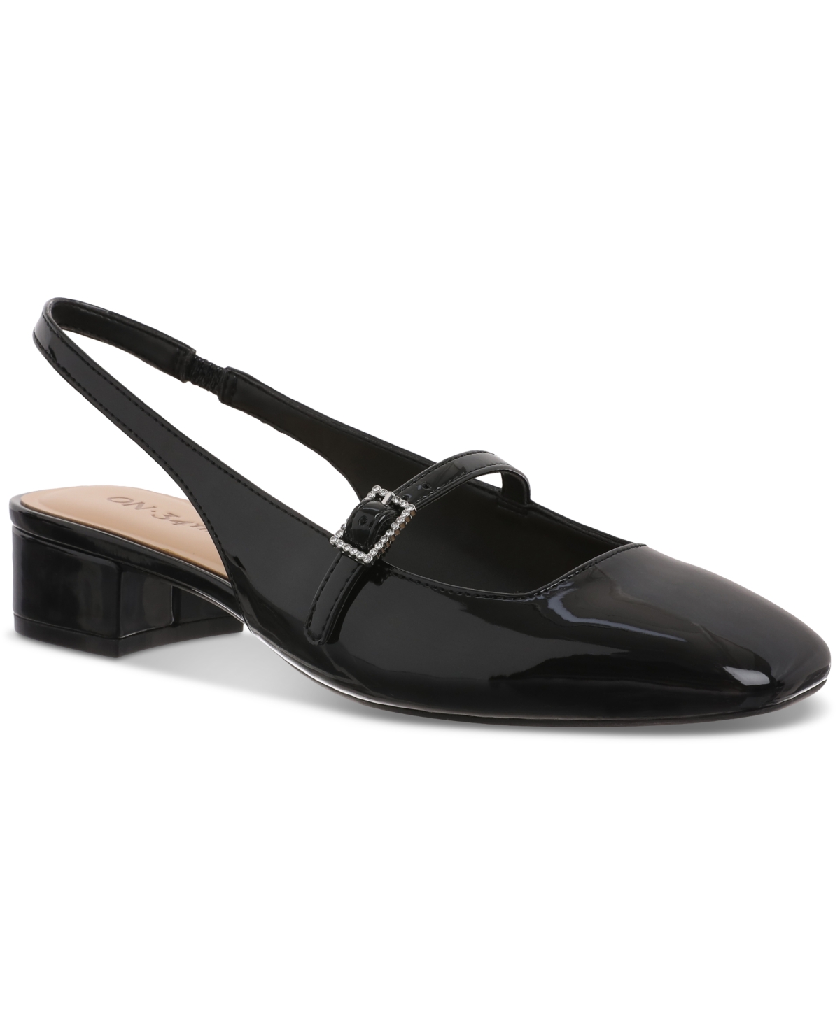 On 34th Women's Ameliaa Buckled Slingback Pumps, Created For Macy's In Black Patent
