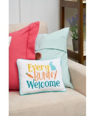 Easter "Every Bunny Welcome" Embroidered Spring Themed Small/Petite Accent Pillow, 9" x 12